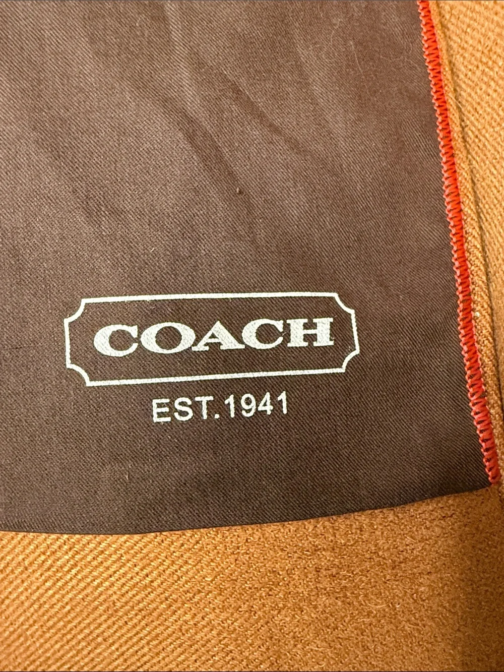 Coach Brown Dust Bag with Red Drawstring Accent 19x15”